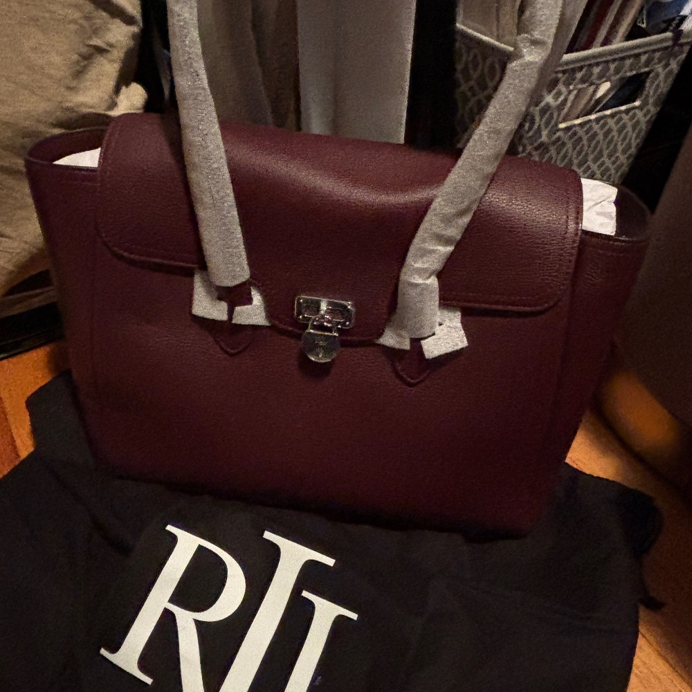Pebbled Leather Large Tanner Satchel Dark Garnet Color